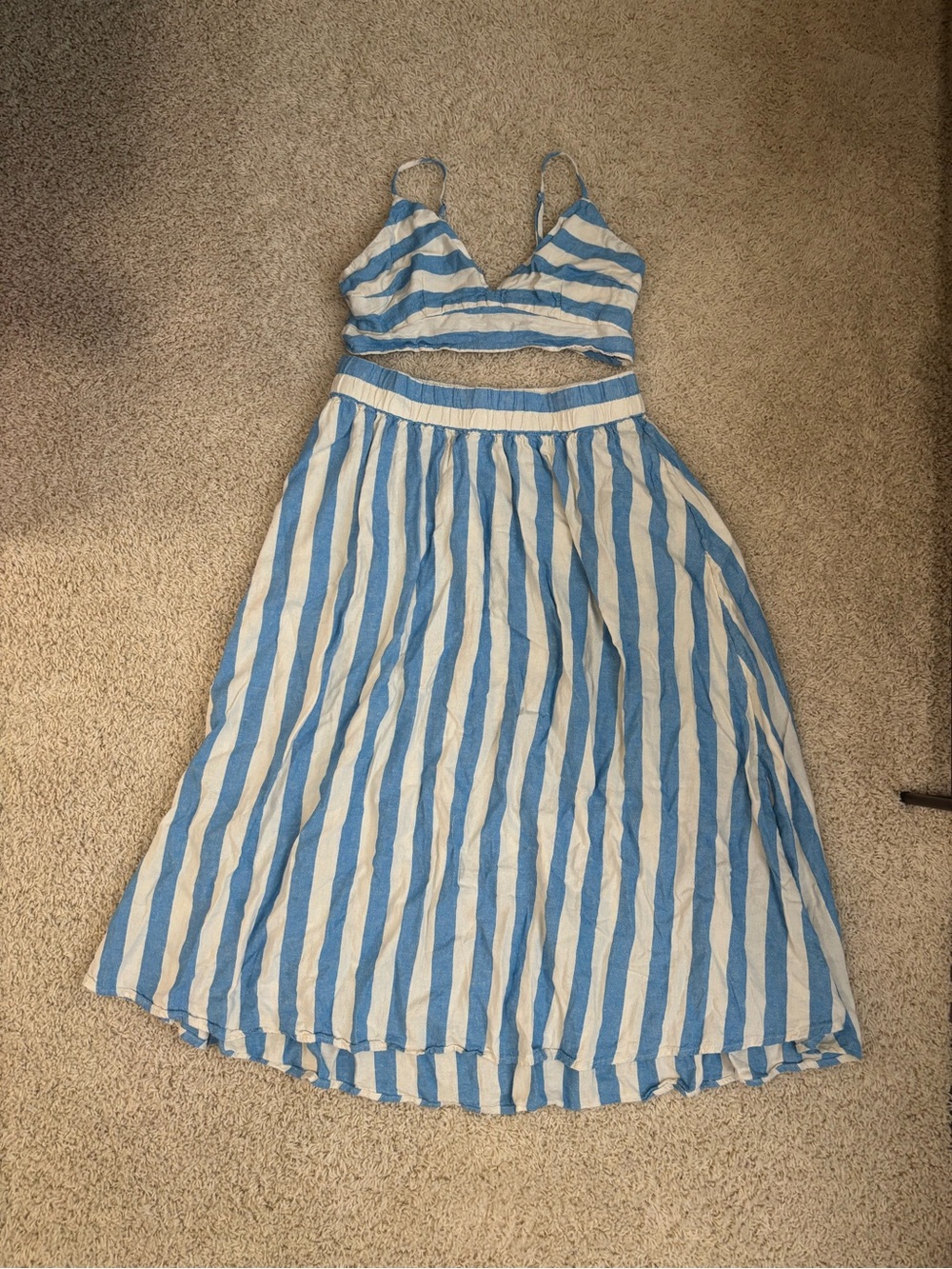a new day Blue & White Striped Midi Two-Piece Dress Set
